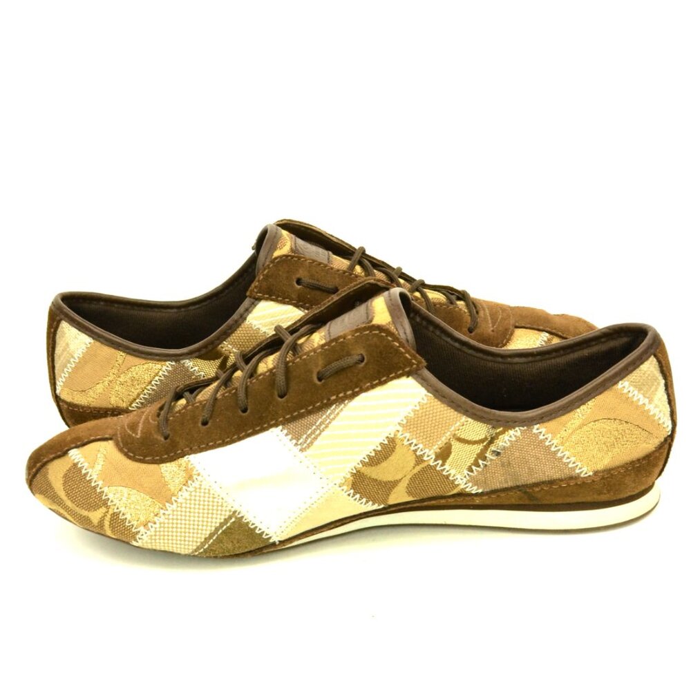 COACH Tidy Women's Size 8 Brown Patchwork Monogram Logo Sneakers #A1351 - Picture 9 of 10